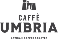 Caffe Umbria logo shows arco etrusco and artisan coffee roaster