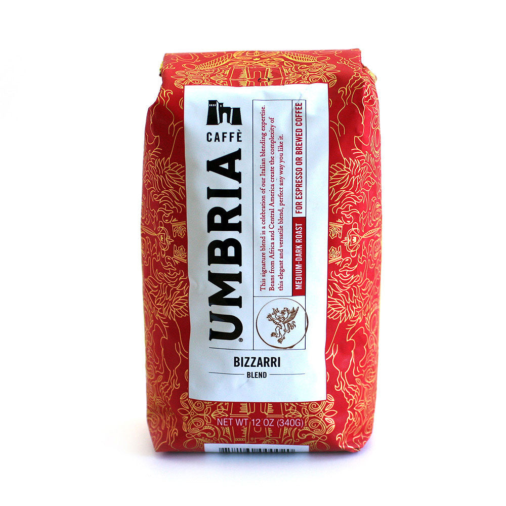 Bizzarri blend red bag of coffee with gold highlights 
